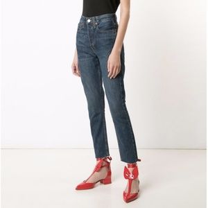 RE/DONE Dark Rinse High Crop Straight Leg Jeans 29